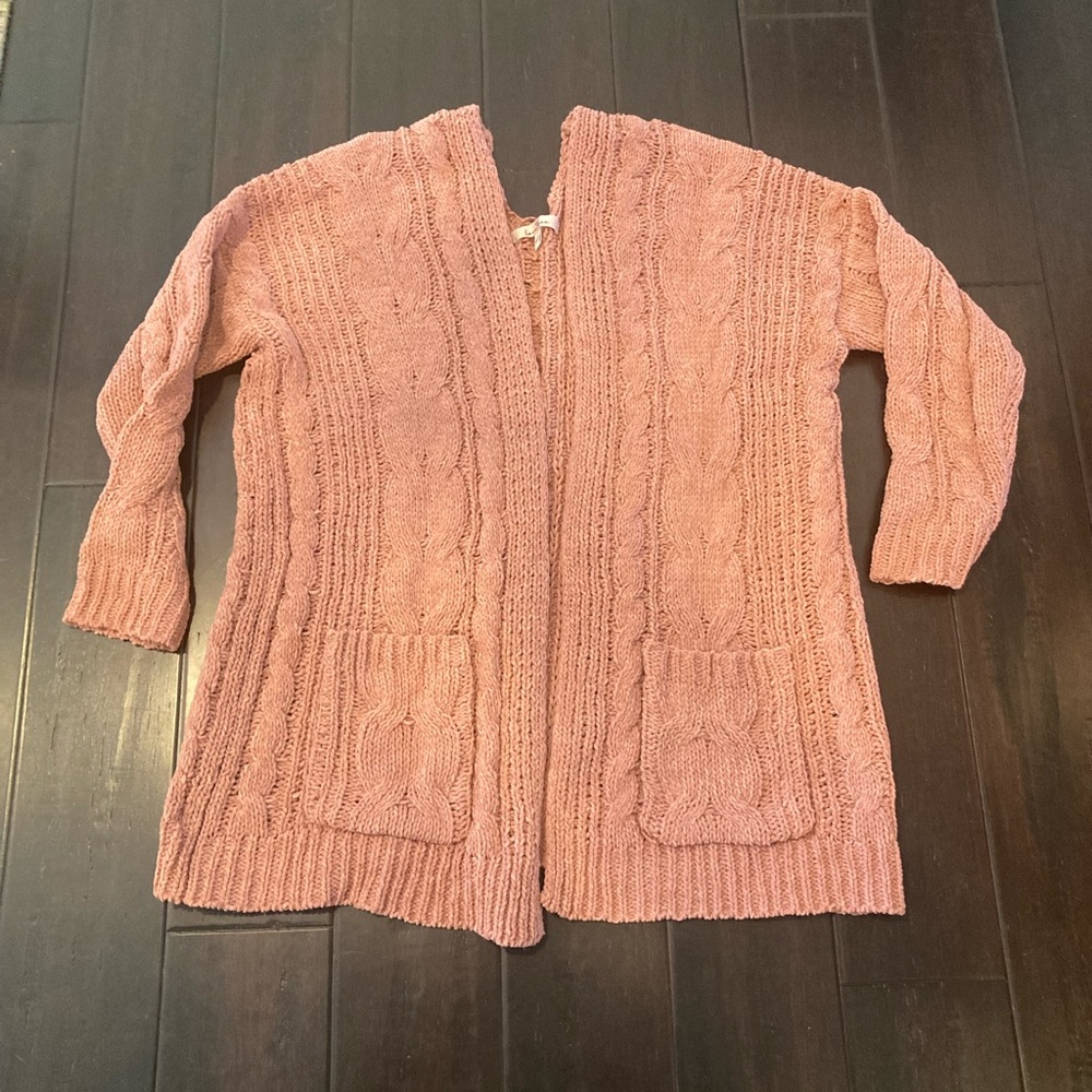 Coral Love Tree Knit Cardigan